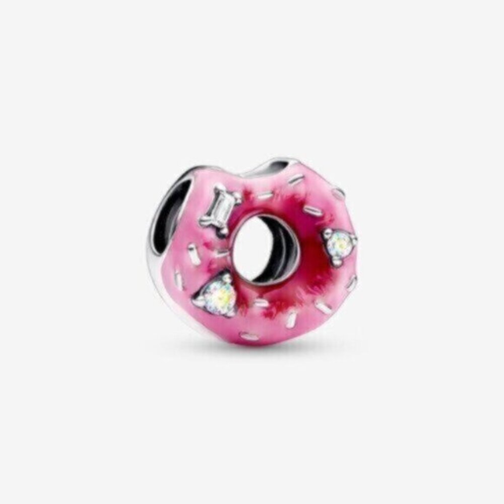 Pandora Pink Donut Charm with Clear Stones